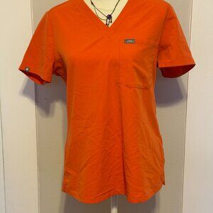 FIGS Caterina Scrub Top Size Small Women Limited Edition Sunset Orange V-neck